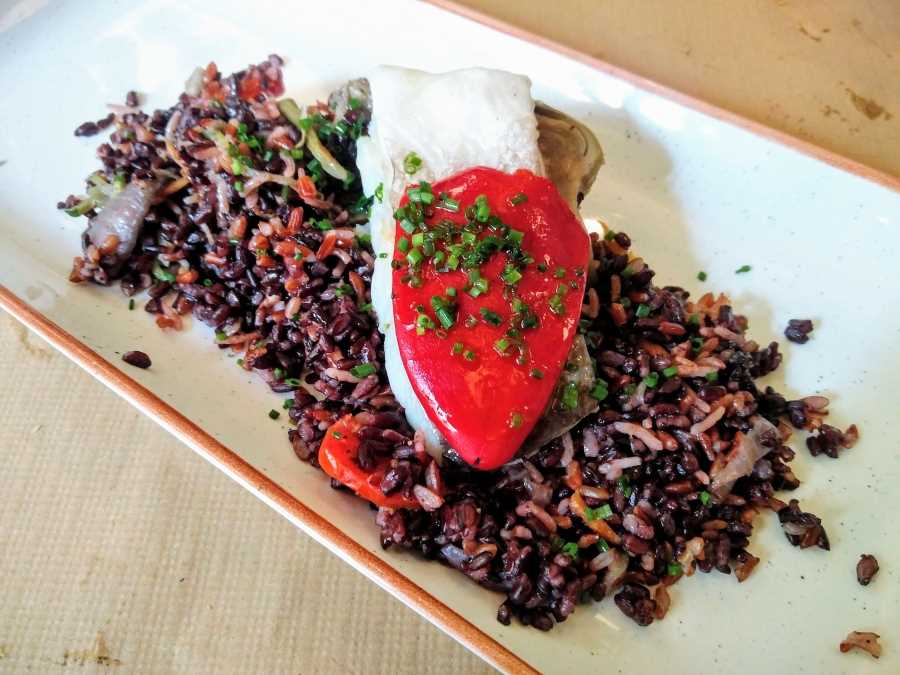 Arroz salvaje con bacalao