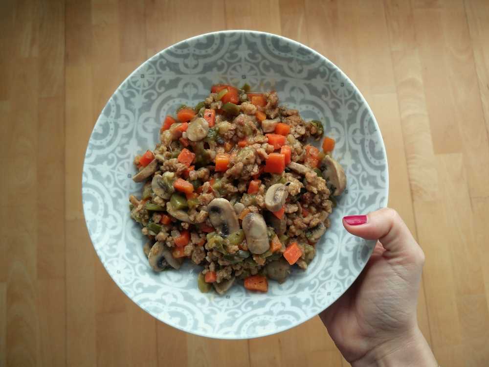 Salteado de verduras con soja texturizada